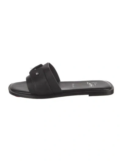 Pre-owned Christian Louboutin Leather Slides In Black