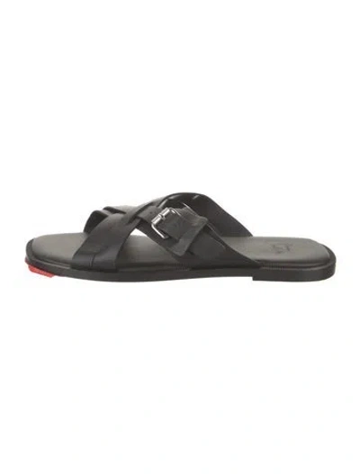Pre-owned Christian Louboutin Leather Slides In Black