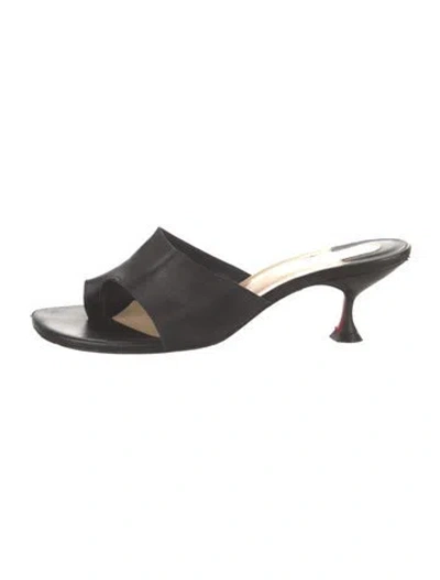 Pre-owned Christian Louboutin Leather Slides In Black
