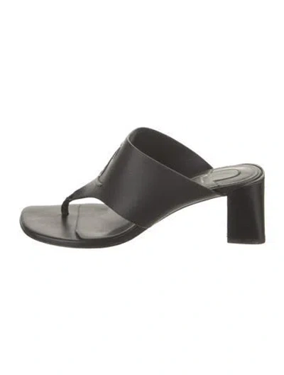 Pre-owned Christian Louboutin Leather Slides In Black