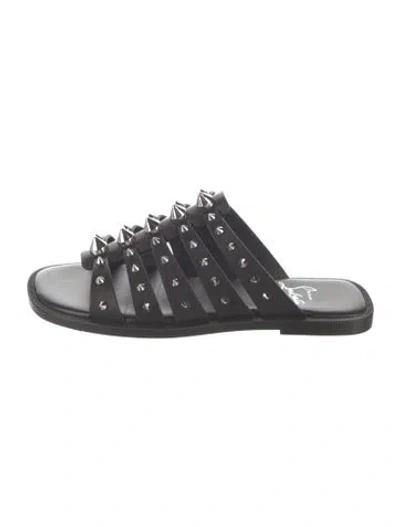 Pre-owned Christian Louboutin Leather Slides In Blue