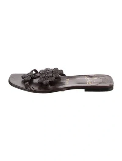 Pre-owned Christian Louboutin Leather Slides In Brown