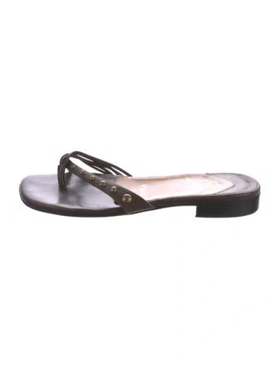 Pre-owned Christian Louboutin Leather Slides In Brown