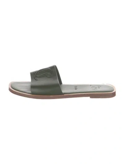 Pre-owned Christian Louboutin Leather Slides In Green