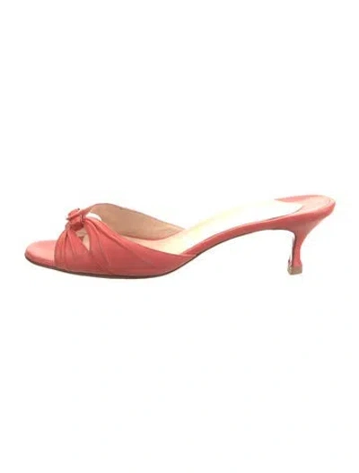 Pre-owned Christian Louboutin Leather Slides In Pink