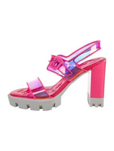 Pre-owned Christian Louboutin Leather Slides In Pink