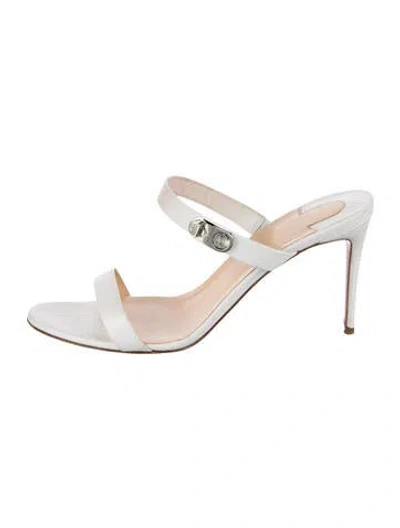 Pre-owned Christian Louboutin Leather Slides In White