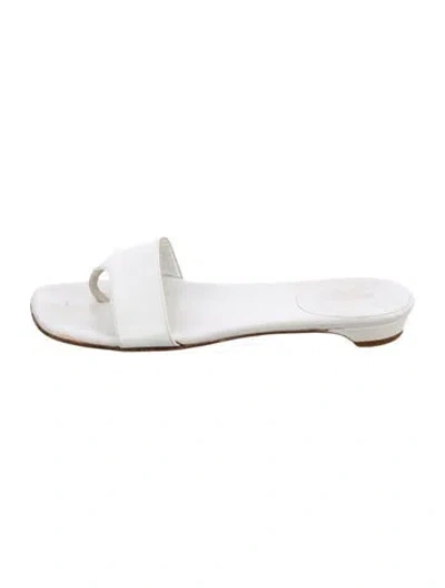 Pre-owned Christian Louboutin Leather Slides In White