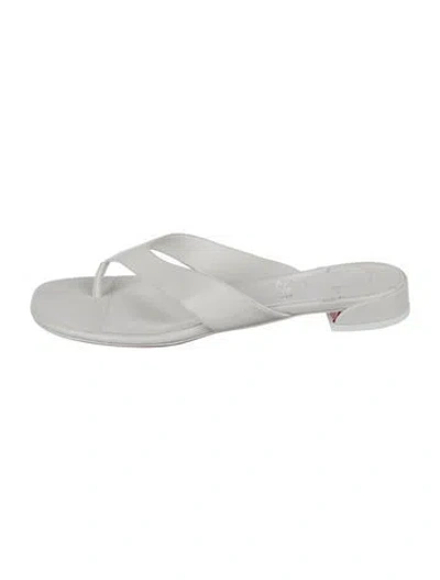 Pre-owned Christian Louboutin Leather Slides In White