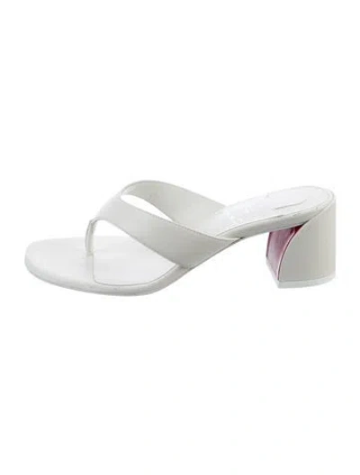 Pre-owned Christian Louboutin Leather Slides In White