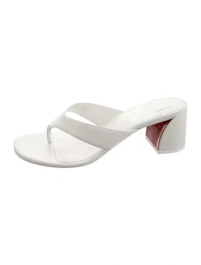 Pre-owned Christian Louboutin Leather Slides In White