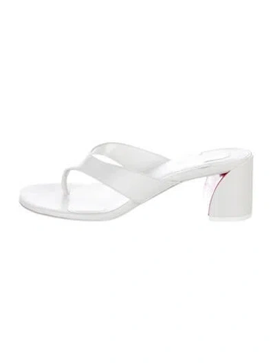 Pre-owned Christian Louboutin Leather Slides In White