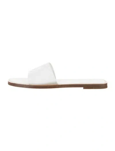 Pre-owned Christian Louboutin Leather Slides In White