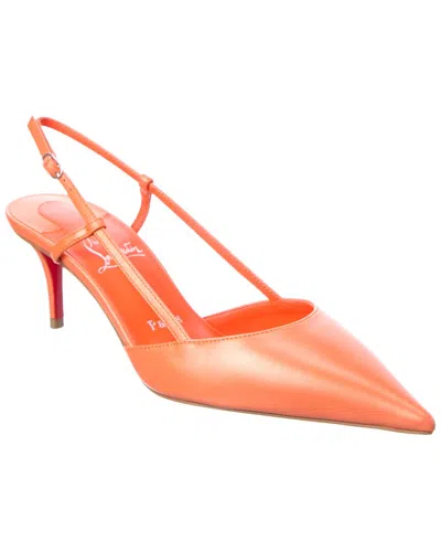 Christian Louboutin Leather Slingback Pump In Orange