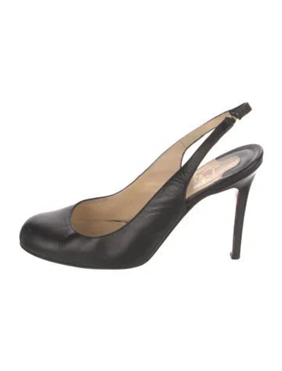 Pre-owned Christian Louboutin Leather Slingback Pumps In Black