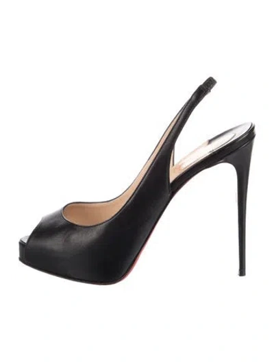 Pre-owned Christian Louboutin Leather Slingback Pumps In Black