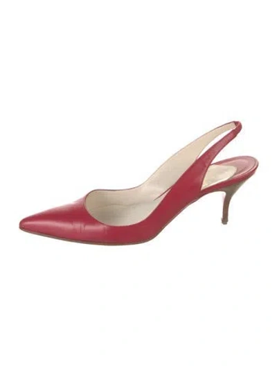 Pre-owned Christian Louboutin Leather Slingback Pumps In Pink