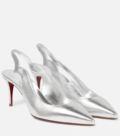 Christian Louboutin Leather Slingback Pumps In Silver