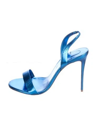 Pre-owned Christian Louboutin Leather Slingback Sandals In Blue