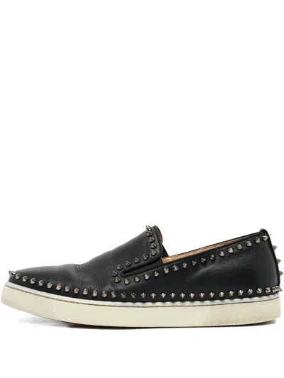 Pre-owned Christian Louboutin Leather Slip-on Sneakers