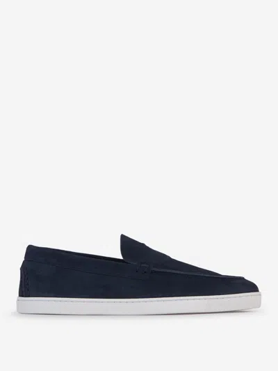 Christian Louboutin Mens Marine Varsiboat Logo-embossed Leather Boat Shoes In Navy