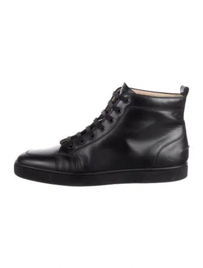 Pre-owned Christian Louboutin Leather Sneakers In Black