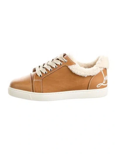 Pre-owned Christian Louboutin Leather Sneakers In Brown