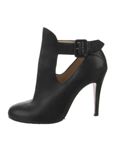 Pre-owned Christian Louboutin Leather Striped Boots In Black