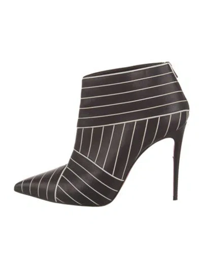 Pre-owned Christian Louboutin Leather Striped Boots In Black