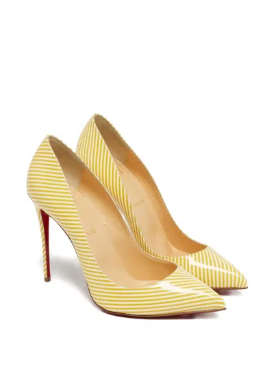 Pre-owned Christian Louboutin Leather Striped Pumps In Yellow