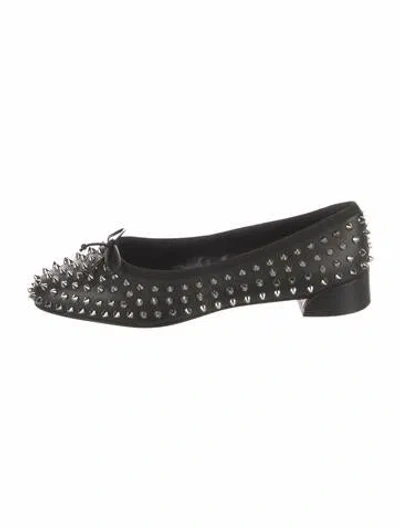 Pre-owned Christian Louboutin Leather Studded Accents Ballet Flats In Black