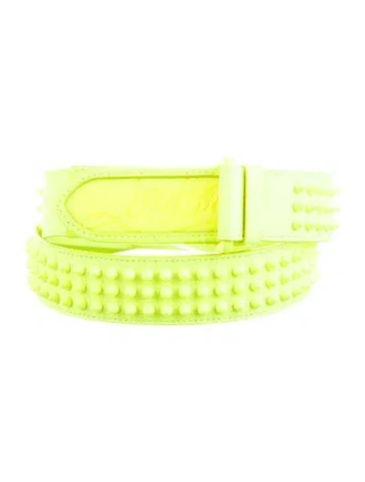 Pre-owned Christian Louboutin Leather Studded Accents Belt In Green
