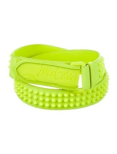 Pre-owned Christian Louboutin Leather Studded Accents Belt In Green