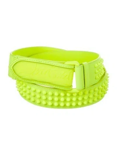 Pre-owned Christian Louboutin Leather Studded Accents Belt In Green