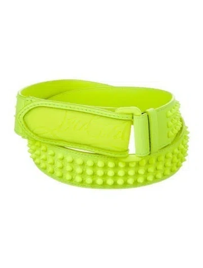 Pre-owned Christian Louboutin Leather Studded Accents Belt In Green