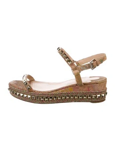 Pre-owned Christian Louboutin Leather Studded Accents Espadrilles