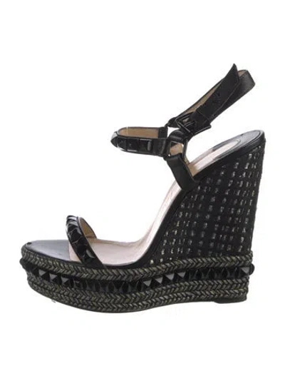 Pre-owned Christian Louboutin Leather Studded Accents Espadrilles