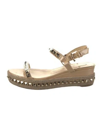 Pre-owned Christian Louboutin Leather Studded Accents Espadrilles In Neutral