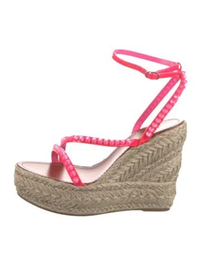 Pre-owned Christian Louboutin Leather Studded Accents Espadrilles In Pink