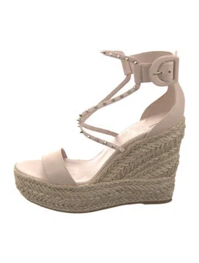 Pre-owned Christian Louboutin Leather Studded Accents Espadrilles In Pink