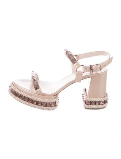 Pre-owned Christian Louboutin Leather Studded Accents Espadrilles In Pink