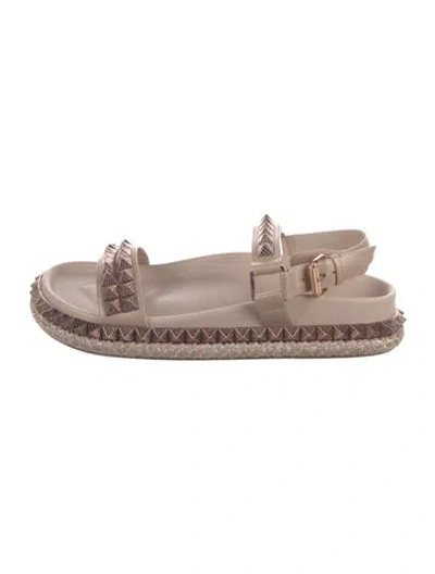 Pre-owned Christian Louboutin Leather Studded Accents Espadrilles In Pink