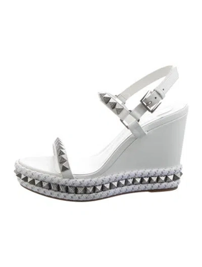 Pre-owned Christian Louboutin Leather Studded Accents Espadrilles In White