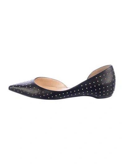 Pre-owned Christian Louboutin Leather Studded Accents Flats In Blue