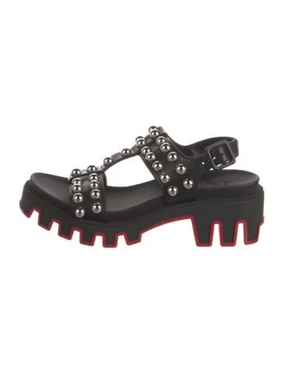 Pre-owned Christian Louboutin Leather Studded Accents Gladiator Sandals W/ Tags In Multi