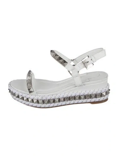Pre-owned Christian Louboutin Leather Studded Accents Gladiator Sandals In White
