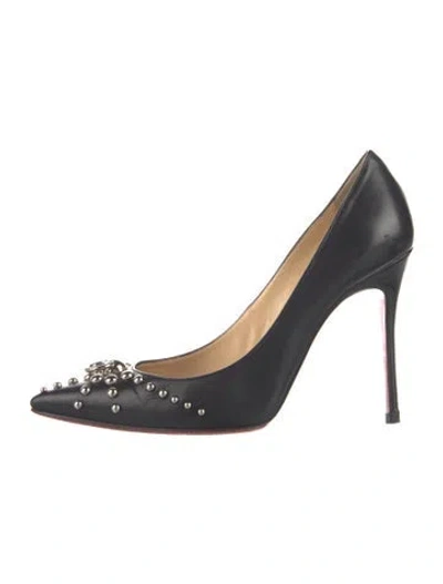 Pre-owned Christian Louboutin Leather Studded Accents Pumps In Black
