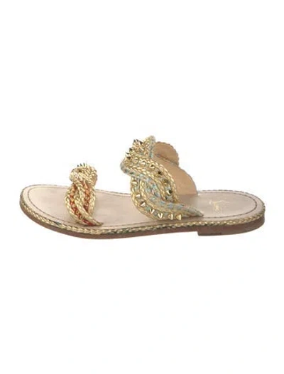Pre-owned Christian Louboutin Leather Studded Accents Slides