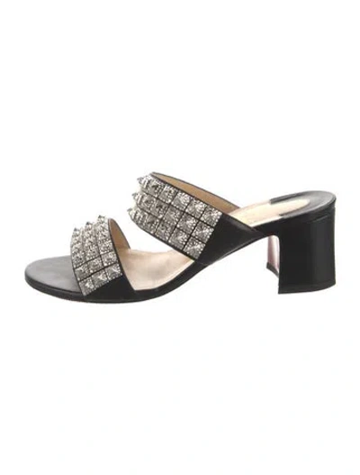 Pre-owned Christian Louboutin Leather Studded Accents Slides In Multi