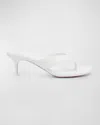 Christian Louboutin Leather Thong Red Sole Slide Sandals In Bianco